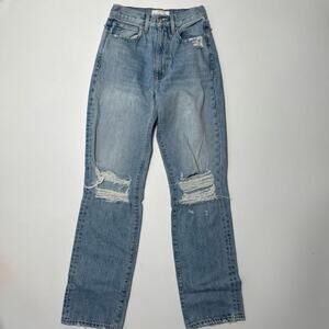 SLVRLAKE High Rise Straight London Distressed Jeans